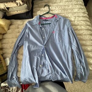 Aeropostale Light Blue and Pink Striped Button-Down